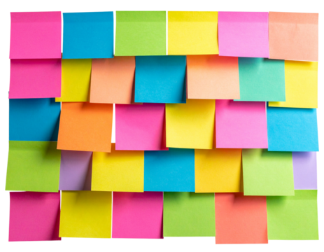 Floating Rainbow Sticky Notes with Dynamic Shadows PNG - Powered by Adobe