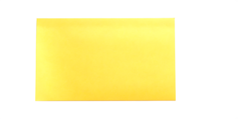 Yellow paper note isolated on a transparent background