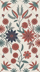 Ottoman Iznik Floral Ceramic Tile Pattern
