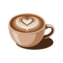 Coffee cup with latte art heart drink beverage
