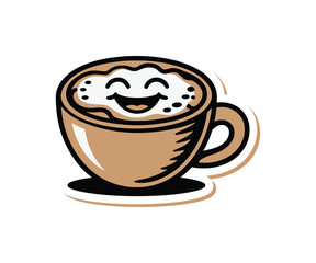 Happy coffee cup with smiling face and foam vector