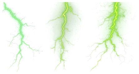 PNG Vibrant green electric energy, element set on transparent background