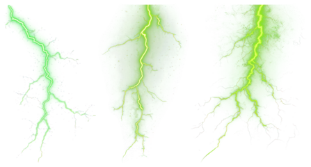 PNG Vibrant green electric energy, element set on transparent background