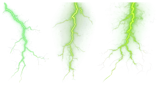 PNG Vibrant green electric energy, element set on transparent background