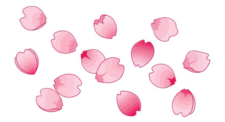 Scattered Pink Cherry Blossom Petals with Delicate Outlines.