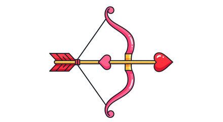 Colorful Cupids Bow and Arrow Cartoon Style.