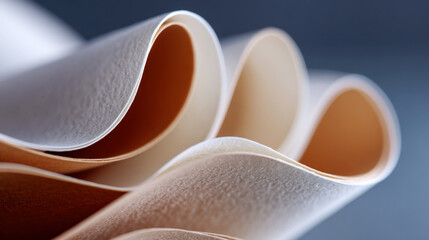 Soft Abstract Paper-like Curves with Warm Beige Tones and Gentle Flowing Movement