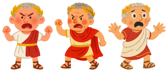 PNG Cartoon Roman characters expressing emotions, element set on transparent background