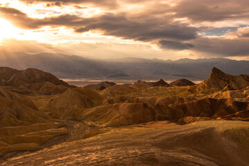 Naklejka premium Sunset from Zabriskie Point, Death Valley National Park, California