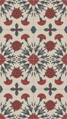 Ottoman Iznik Floral Ceramic Tile Pattern
