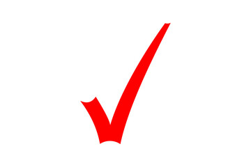 Bold red checkmark symbol for confirmation approval success choice and completion isolated on transparent background © R.TREANDS