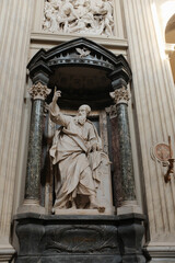 Archbasilica of Saint John Lateran Rome exterior facade and grand baroque interior with golden coffered ceiling vast nave marble statues side chapels ornate altar apse and dome Catholic basilica © Thao