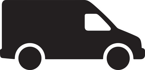 Delivery Van Silhouette Vector Illustration of Gig Economy Courier Vehicle Icon for Package Transport and Logistic Service