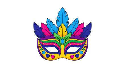 Colorful Carnival Mask with Feathered Embellishments and Ornate Design.
