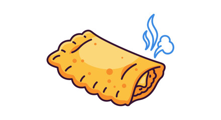 Steaming Golden-Brown Cartoon Pastry with Crimped Edges.
