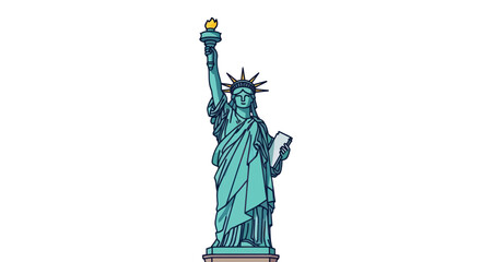 Iconic Statue of Liberty illustration a symbol of freedom holding a torch and tablet. © solikhin