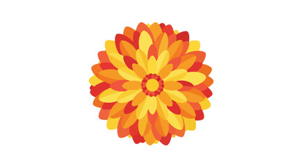 Stylized Colorful Flower Illustration with Yellow Orange Red Petals.