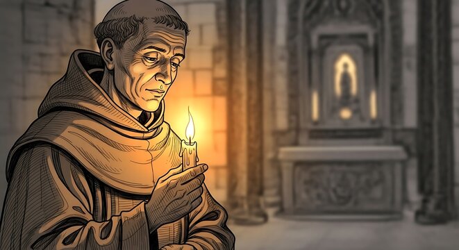 Monk with Candlelight.
