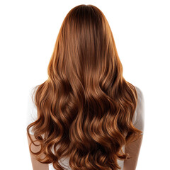 Naklejka premium Back view of long, wavy hair in a stunning, Back view of gorgeous, long wavy hair, emphasizing its flowing and stunning nature, isolated on transparent background