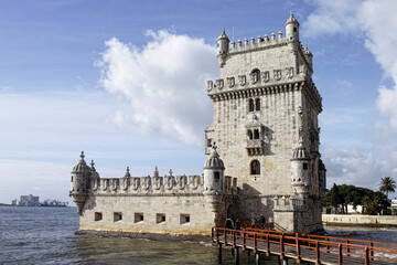 Belem tower on Tagus river, Belem, Lisbon, Portugal. UNESCO World Heritage Site.