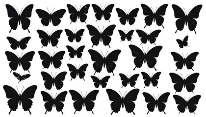 Elegant black butterfly silhouettes pattern design