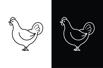 Hen flat icon vector on White Background Vector Art Illustration on white background.