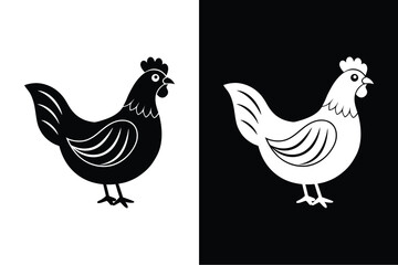 Hen flat icon vector on White Background Vector Art Illustration on white background.