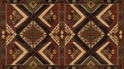 Traditional Turkish Carpet with Geometric Patterns
