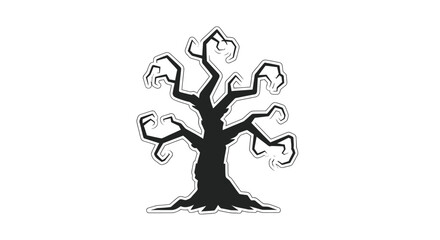 Spooky Silhouette of a Bare Twisted Halloween Tree.