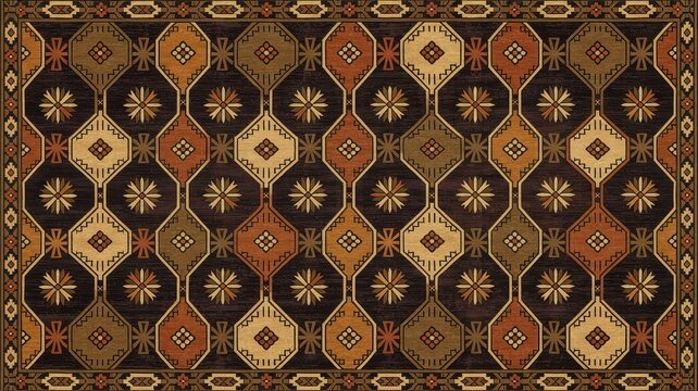 Traditional Turkish Carpet with Geometric Patterns
