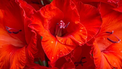 Obraz premium Close-up of vibrant red gladioli
