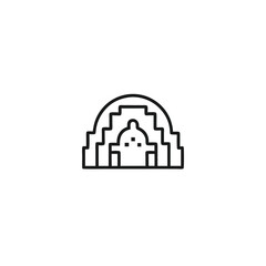 Naklejka premium Minimalist line art showing an ancient temple architecture on a white background