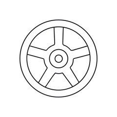 Obraz premium A gleaming chrome car wheel rim with a tire on a 3D auto icon