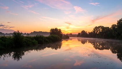 Serene river sunrise landscape (1)
