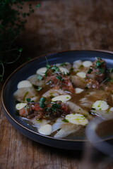 A delicious gourmet plate made with fresh ingredients and fragrant