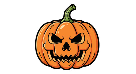 Spooky Halloween Jack-o-lantern with a menacing carved face and stem.