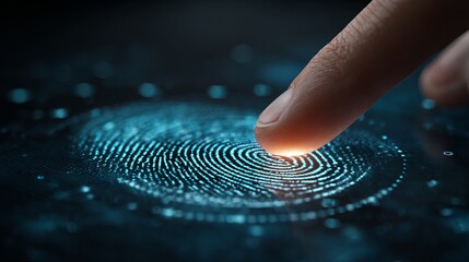 Secure digital identity with glowing fingerprint scan on futuristic interface