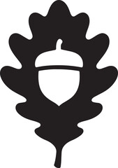 Obraz premium Oak Leaf Silhouette with Acorn Negative Space Botanical Vector Illustration for Nature and Forest Decor Artwork