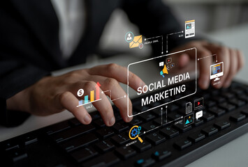 Social media marketing strategy with engagement metrics. Social marketing boosts media visibility....