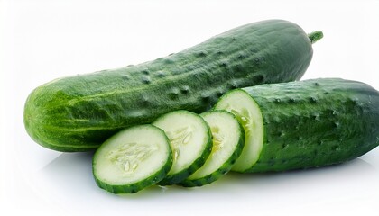 Cucumber And Slices Isolated On White