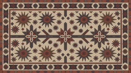 Traditional Turkish Carpet with Geometric Patterns
