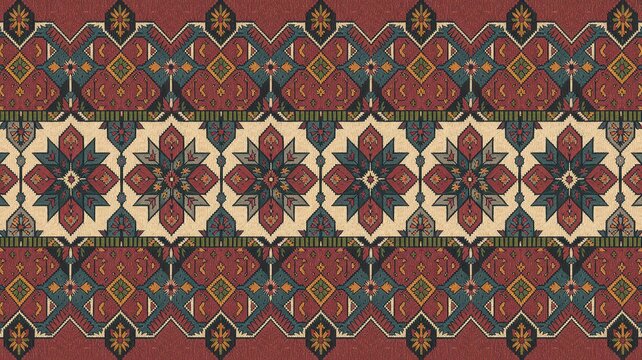 Traditional Turkish Carpet with Geometric Patterns
