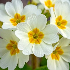 Fototapeta premium Close-up of white primroses