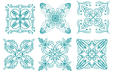 Six Ornamental Tile PNG Set