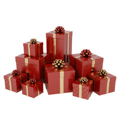 Obraz premium Pile of red and gold christmas presents