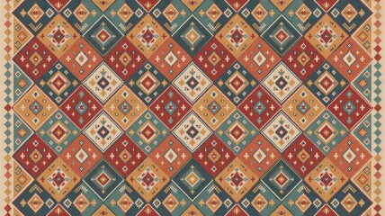 Traditional Turkish Carpet with Geometric Patterns
