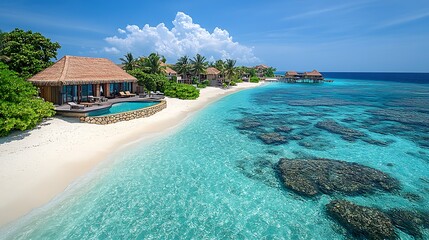 Tropical beachfront bungalows