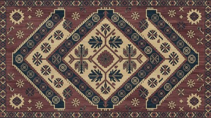 Obraz premium Traditional Turkish Carpet with Geometric Patterns 