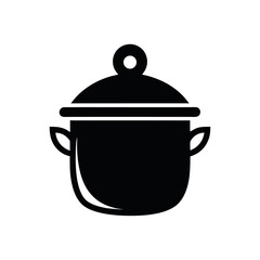 Cooking Pot Black Silhouette Vector Icon on White Background