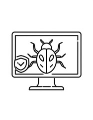 Computer screen with ladybug and shield